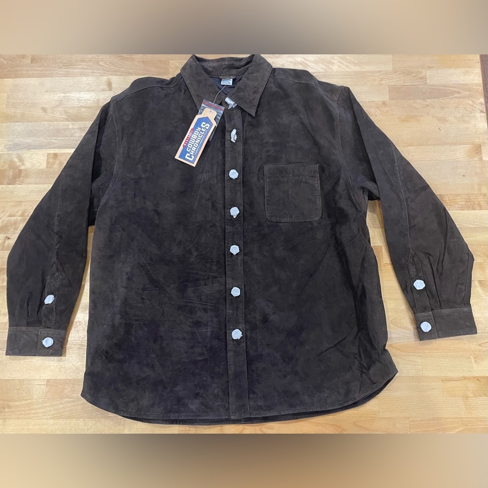 NWT Marlboro Cowboy Chronicles Brown Leather Long Sleeve Shirt Jacket Men's L